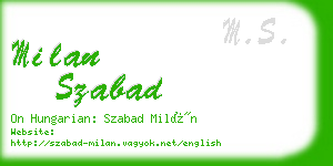 milan szabad business card